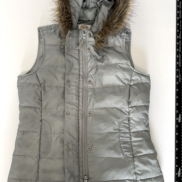 Talbots Light Gray Vest with removable Hood size P - Picture 8 of 9